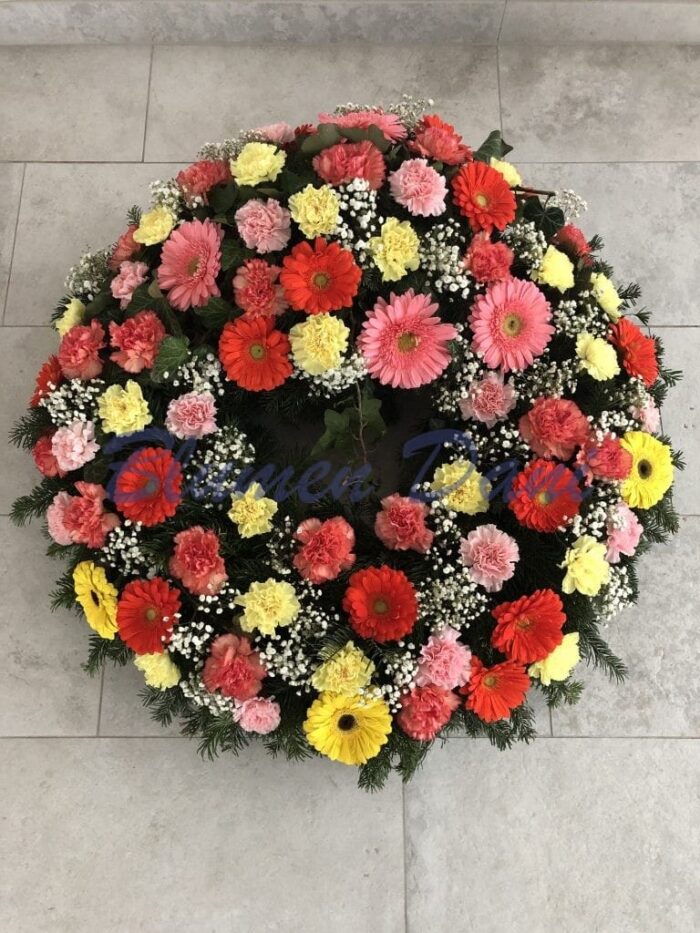 Gerbera-Nelken Kranz voll