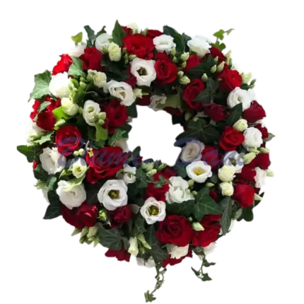 Urnenkranz Rosen/Lisianthus